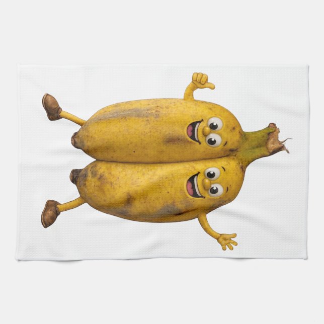 Conjoined Bananas Comedy Duo Tea Towel (Horizontal)
