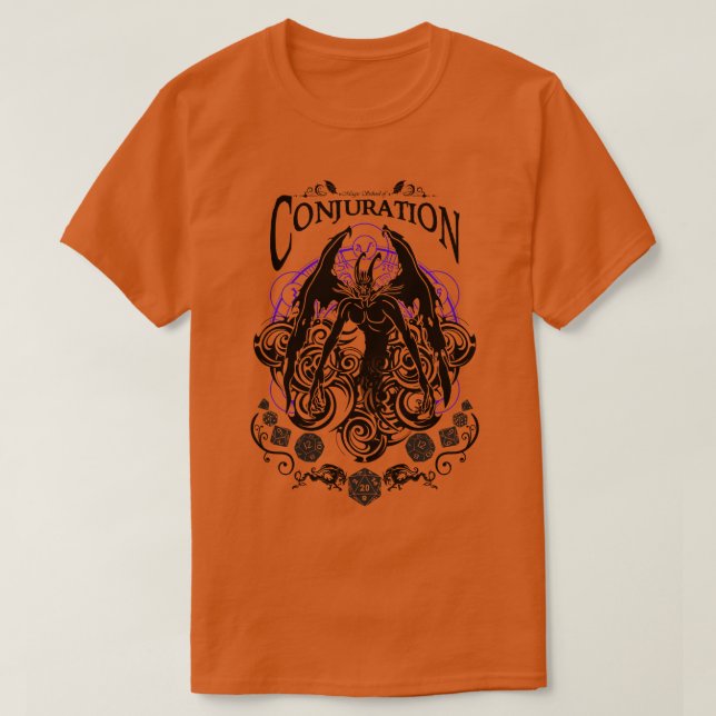 Conjuration RPG Magic School Black T-Shirt (Design Front)
