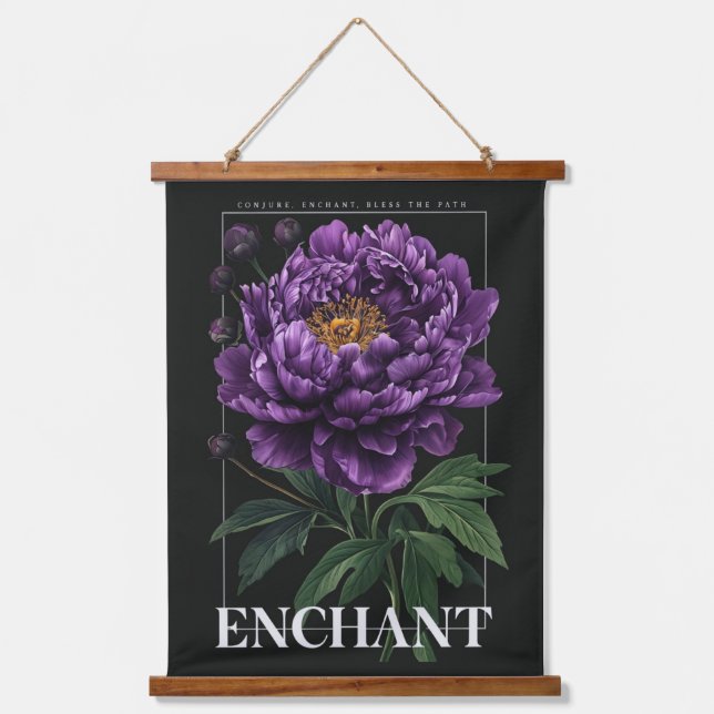Conjure Enchant Bless the Path Purple Peony Hanging Tapestry (Front)