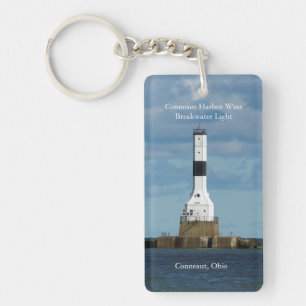 Conneaut Harbour West Bkw Light rectangle key chai Ring