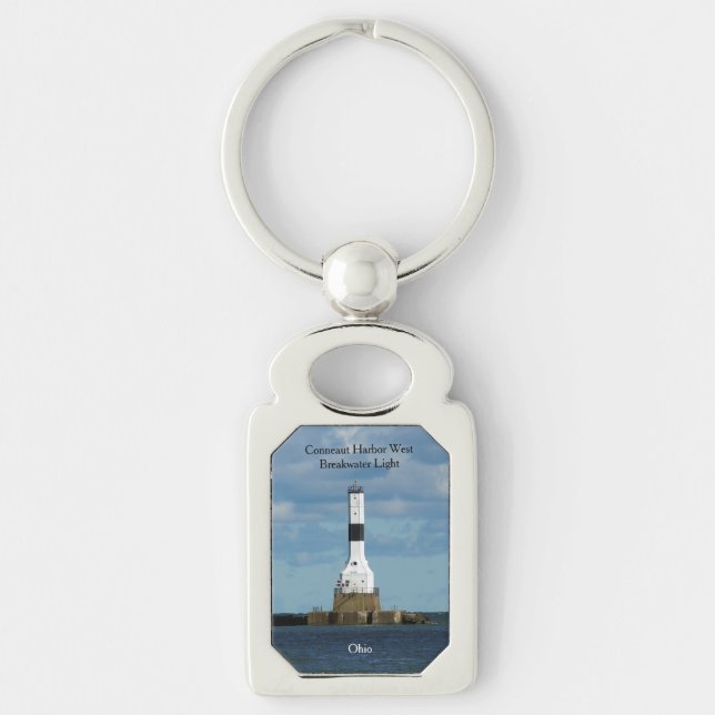 Conneaut Harbour West Breakwater metal key chain (Front)