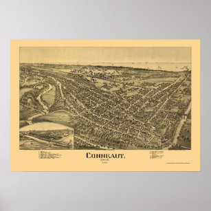 Conneaut, OH Panoramic Map - 1896 Poster