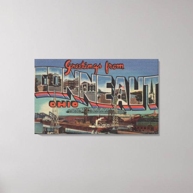 Conneaut, Ohio - Large Letter Scenes Canvas Print (Front)