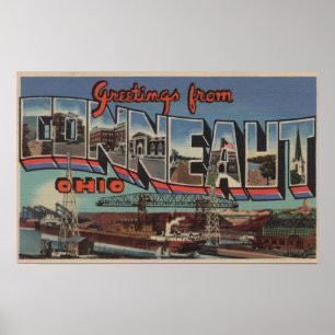 Conneaut, Ohio - Large Letter Scenes Poster