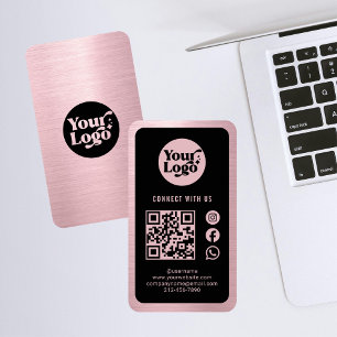Connect Logo Black Rose Gold QR Code Social Media Business Card