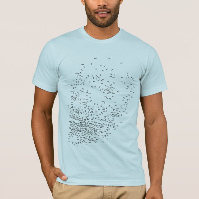 Connect The Dots Skull light blue fitted mens tee (Front)