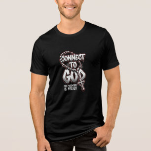 Connect To God Conservative Christian Rosary Tri-Blend Shirt