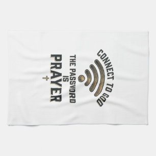Connect to God Prayer Christian Vector Design_1 Tea Towel