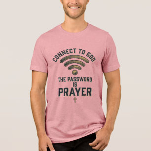 Connect to God Prayer Christian Vector Design_1 Tri-Blend Shirt