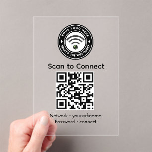 Connect to Wi‑Fi QR Code Sign Wi‑Fi Spa Blac Acrylic Invitations