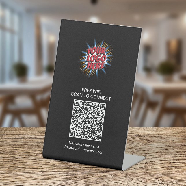 Connect to WIFI QR Code Buisness Logo  Pedestal Sign (Creator Uploaded)