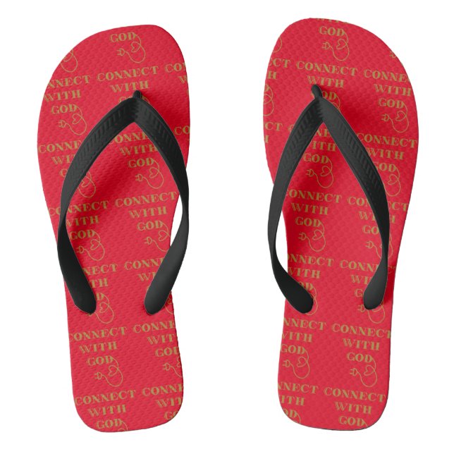 Connect With God Biblical Quote Red Unisex Jandals (Footbed)