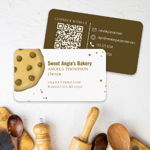 Connect With Me   QR Code Simple Bakery Cookie  Business Card