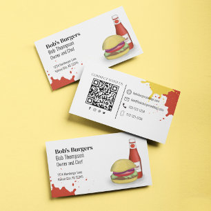Connect With Me QR Code Simple Hamburger Business Card