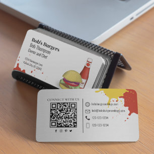 Connect With Me QR Code Simple Hamburger  Business Card