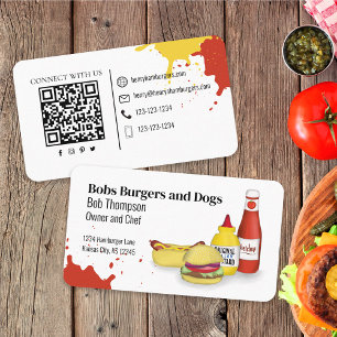 Connect With Me   QR Code Simple Hamburger Hotdogs Business Card