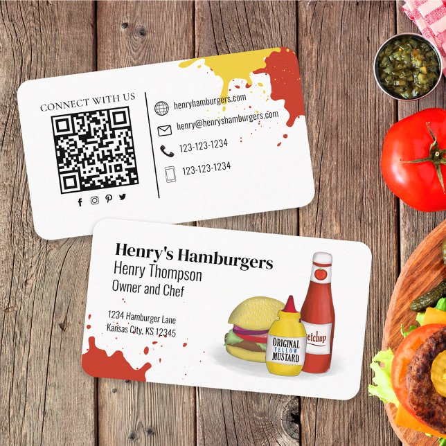 Connect With Me | QR Code Simple Hamburger Modern Business Card (Creator Uploaded)