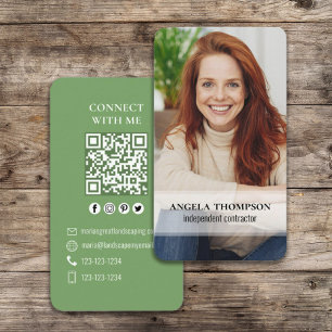 Connect With Me QR Code Simple Modern Photo Business Card
