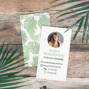 Connect with Me   QR Code Social Media Palm Leaves Business Card