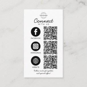 Connect with Us 3 QR Code Business Company Logo Enclosure Card
