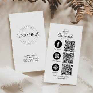 Connect with Us 3 QR Code Social Media Logo Business Card