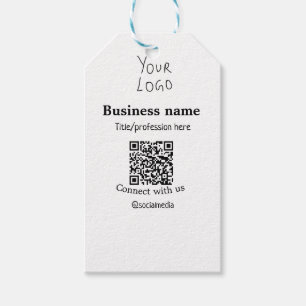 Connect with us business logo QR social media name Gift Tags