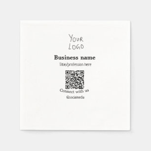 Connect with us business logo QR social media name Napkin