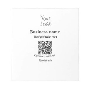 Connect with us business logo QR social media name Notepad