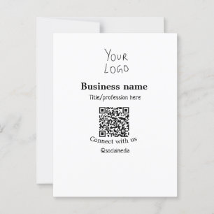 Connect with us business logo QR social media name Postcard