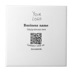 Connect with us business logo QR social media name Tile