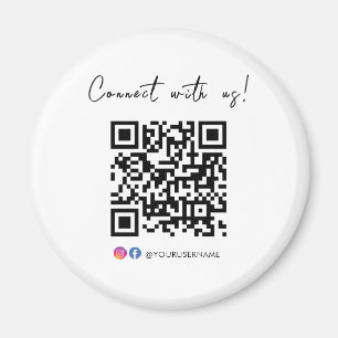 Connect With Us Facebook Instagram QR Code Logo Magnet