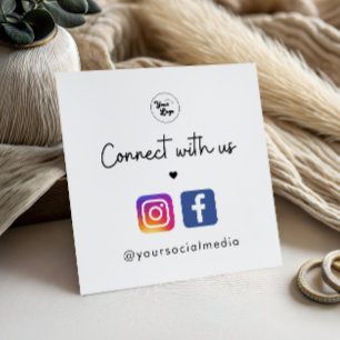 Connect with Us Heart Instagram Facebook QR Code   Square Business Card