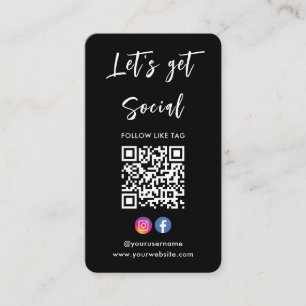 Connect With Us Instagram Facebook Qr Code Black Business Card