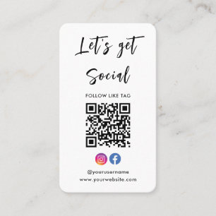 Connect With Us Instagram Facebook Qr Code White Business Card