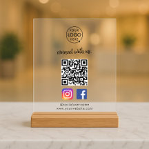 Connect with us Instagram Facebook Social Media QR Acrylic Sign