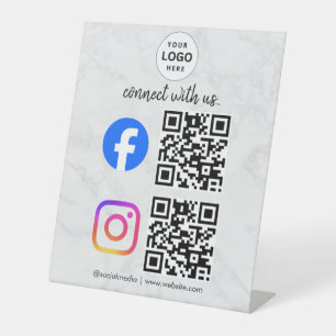 connect with us instagram facebook social media qr pedestal sign