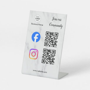 connect with us instagram facebook social media qr pedestal sign