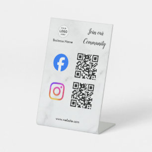 connect with us instagram facebook social media qr pedestal sign