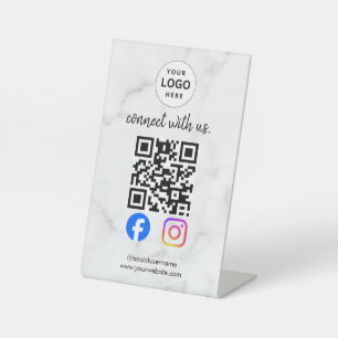 connect with us instagram facebook social media qr pedestal sign