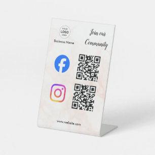 connect with us instagram facebook social media qr pedestal sign