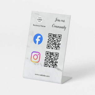 connect with us instagram facebook social media qr pedestal sign
