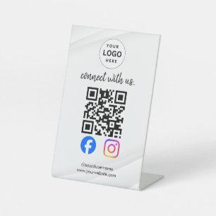 connect with us instagram facebook social media qr pedestal sign