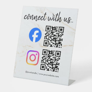 connect with us instagram facebook social media qr pedestal sign