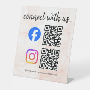 connect with us instagram facebook social media qr pedestal sign