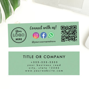 Connect With Us Instagram Facebook Whatsapp Logo Mini Business Card