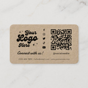 Connect With Us Kraft Social Media QR Code Business Card