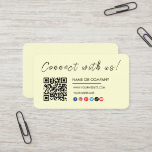 Connect with us Logo Qr Code Social Media Groovy Business Card
