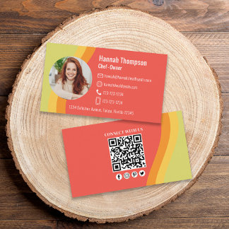 Connect With Us | Modern Photo Colourful QR Code Business Card
