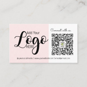 Connect with Us: Pink Social Media QR Code Busines Business Card