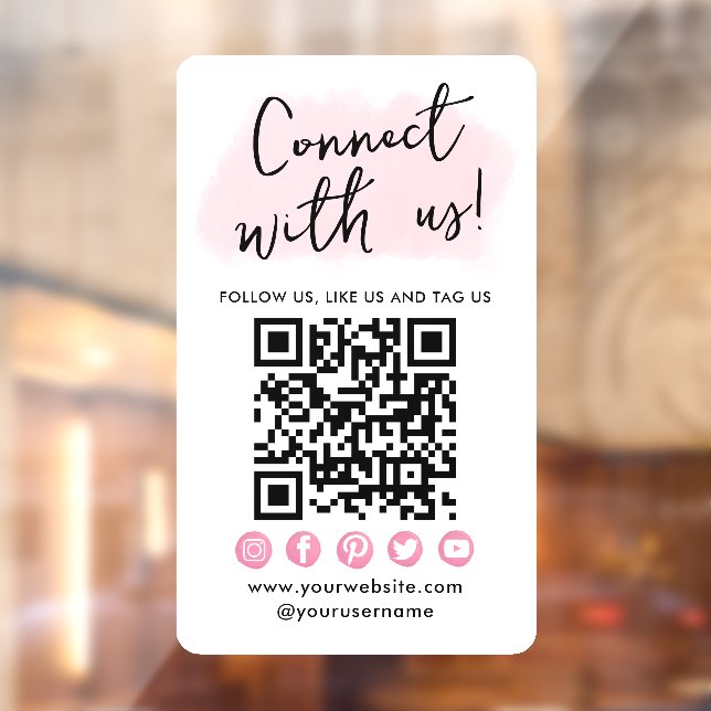 Connect With Us Pink Social Media QR Code Modern (Sheet 2)